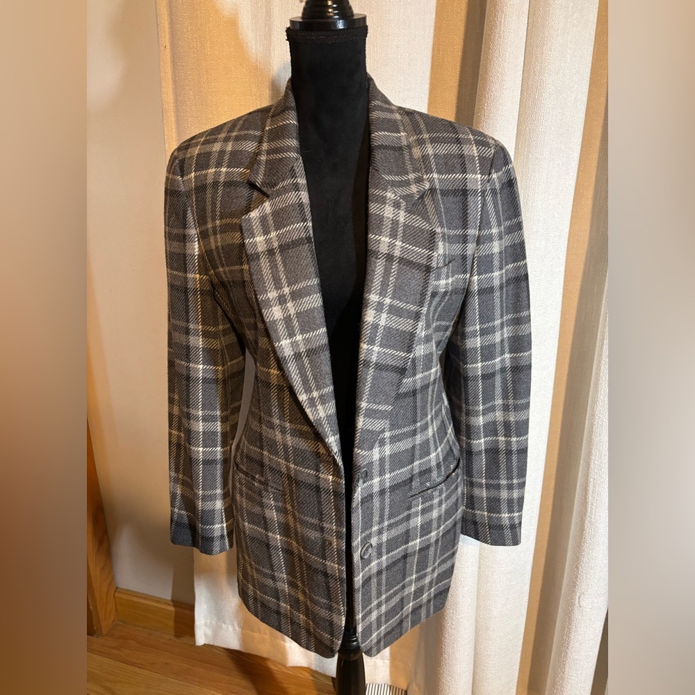Liz Claiborne Charcoal Checkered Blazer